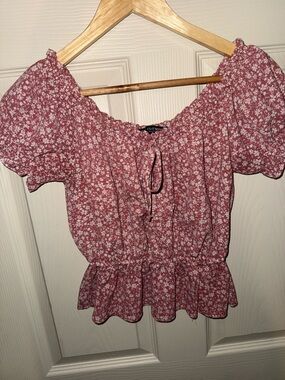 one clothing Rose Pink Floral Peasant Blouse